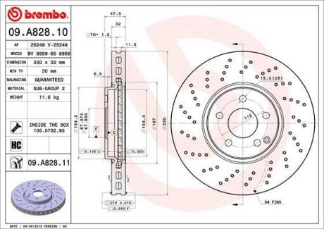 Тормозной диск BREMBO 09.A828.11 (фото 1)