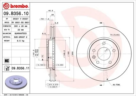 Тормозной диск BREMBO 09.B356.11