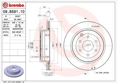 Тормозной диск BREMBO 09.B591.10