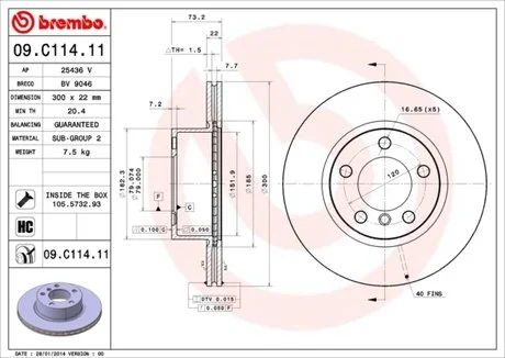 Тормозной диск BREMBO 09.C114.11