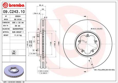 Гальмівний диск BREMBO 09.C243.10