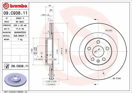Гальмівний диск BREMBO 09C93811