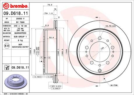 Гальмівний диск BREMBO 09.D618.11