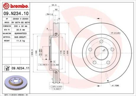 Гальмівні диски BREMBO 09.N234.11