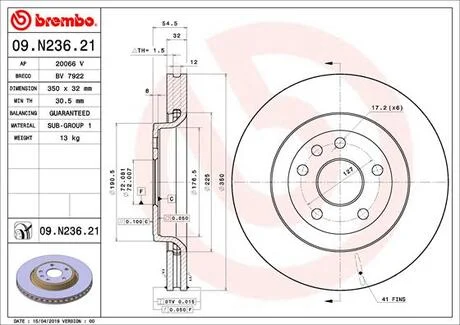 Гальмівний диск BREMBO 09N23621