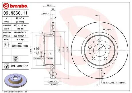 Диск гальмівний BREMBO 09.N360.11