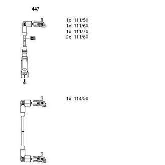 Комплект вв проводів AUDI/VW 80/100/Passat "2,0-2,3 "85-96 BR447 BREMI 447 (фото 1)