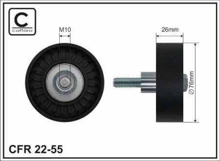 76x10x26 Ролик паска приводного Bmw E60 520/525 CAFFARO 22-55