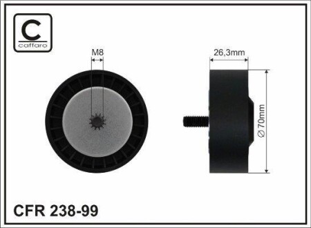 70x8x26,3 Ролик паска приводного Bmw 1 E81, 3 E90 2.0d/3.0d 09.04- CAFFARO 238-99