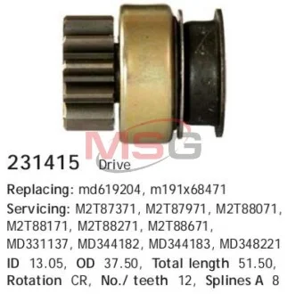 Фото 1 - бендікс стартера CARGO 231415 Бендікс стартера CARGO 231415 (фото 1)