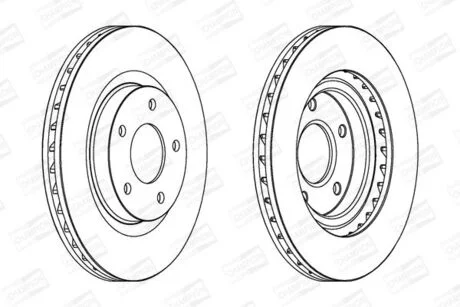 Диск гальмівний передній (кратно 2шт.) Jeep Compass (06-), Patriot (07-17)/ Mitsu CHAMPION 562790CH