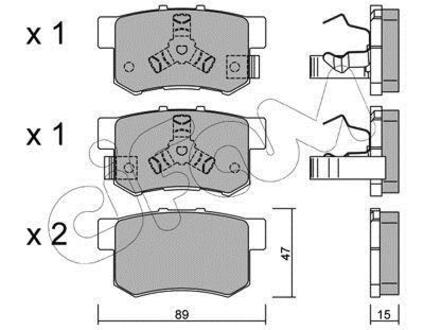 Тормозные колодки зад Civic 98-/Accord 90-03 (Akebono) (47,8x88,9x14,5) CIFAM 822-173-1 (фото 1)