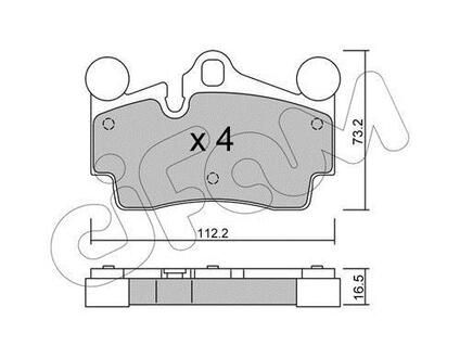 Тормозные колодки зад Audi Q7/Touareg/Cayenne (Brembo) (112,2x73,2x16,2) CIFAM 822-655-0