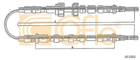 Трос ручного гальма зад. Ford Escort/Orion 5/91- 3273/1311+1400 COFLE 10.5352