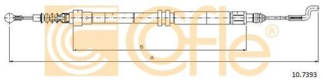 Трос ручного гальма зад. T4 97- (R16) Л=Пр. COFLE 10.7393