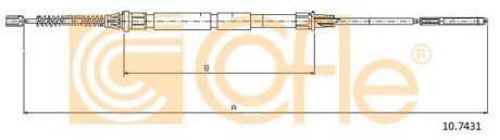 Трос ручного гальма зад. Caddy 96-03 Л = Пр. (Барабан) (1670/1122) COFLE 10.7431