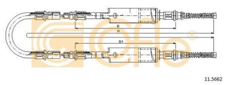 Трос ручного тормоза Ford Transit 91- (все авто со спаркой) 2730/2x940+231 COFLE 11.5662