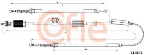 Трос ручного гальма Astra J 10- (універсал/електроручник) 1790/872-593+733/593) COFLE 11.5841 (фото 1)