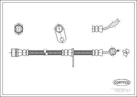 Шланг гальмівний Toyota Carina Corolla 88-2001 F R CR19032197 CORTECO 19032197