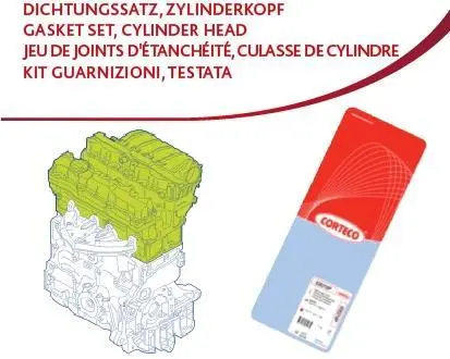 Комплект прокладок, головка блоку FORD 1,8 16V 00- (вир-во) CORTECO 417014P (фото 1)