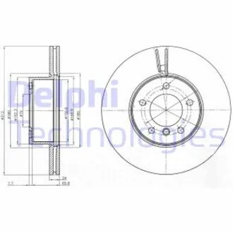 Диск гальмівний BMW 1(F20)/2(F22)/3(E90)/X1(E84) D=312mm06>> Delphi BG4172C