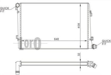 Радіатор охолодження двигуна Caddy III 19TDI (648x399x32) DEPO 003-017-0032