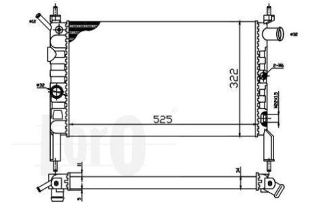 Радіатор Astra F 14/16i 91>98 (-AC) (525x328x22) DEPO 037-017-0002 (фото 1)