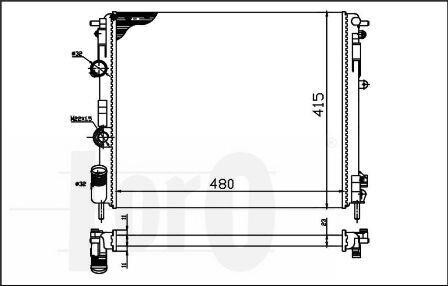 Радіатор охолодження двигуна Kangoo/Logan 14-20 16V/19D 97- DEPO 042-017-0006 (фото 1)