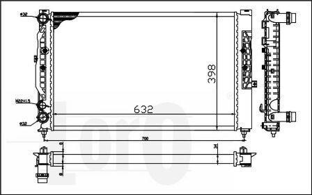 Радіатор охолодження двигуна A4/A6/Passat 94-08 16-28 DEPO 053-017-0056