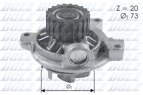 Водяний насос VW LT, T4 2.4D / 2.5D / TD 95-> DOLZ A280