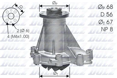 Водяний насос MB SPRINTER, LTI2.5D, VITO 2.3D / TD, 2.8TD 94-> DOLZ M176