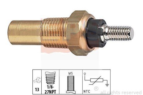 Датчик температуры (фиолетово-красный) Ford Escort/Fiesta/Transit 85- EPS 1.830.082 (фото 1)