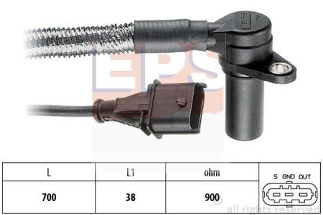 Датчик оборотов коленвала Opel Omega B 2.6 V6-3.2 V6 04.94-07 EPS 1.953.284