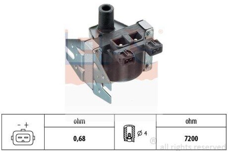 Катушка зажигания Opel Kadett/Omega A1,8/2,0 OHC 90- 2,4/2,6/3,0 CIH 90- EPS 1.970.192