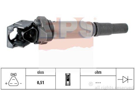 Котушка запалювання BMW 3 (E90) 323i/330i /5 (E60, F10)/7 (F01,F02,F03)/X5 (E70)/Peugeot 207, 308, 508 EPS 1.970.475 (фото 1)