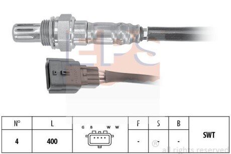 Лямбда-зонд (4-х конт) Dacia Logan 10 16-/Nissan Micra 10/12 11-/Qashqai 20 14-/X-Trail 20 14- EPS 1998225 (фото 1)