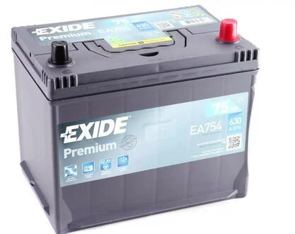 Аккумулятор 75Ah-12v PREMIUM (267х172х220),R,EN630 EXIDE EA754