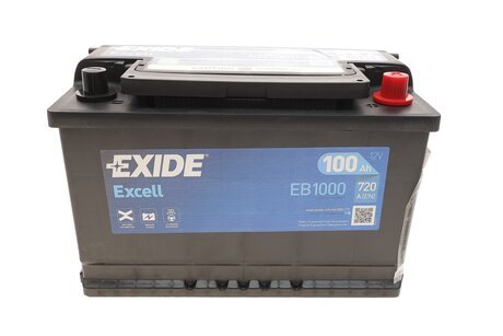 АКБ 6СТ-100 R+ (пт720) (необслуж) (315х175х205) EXCELL EXIDE EB1000 (фото 1)