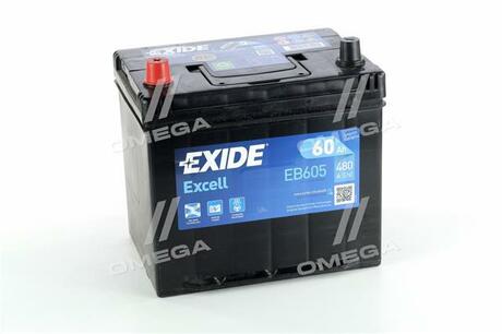 Аккумулятор 60Ah-12v EXCELL(230х172х220),L,EN480 EXIDE EB605 (фото 1)