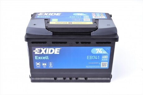 Аккумулятор 74Ah-12v EXCELL(278х175х190),L,EN680 EXIDE EB741 (фото 1)