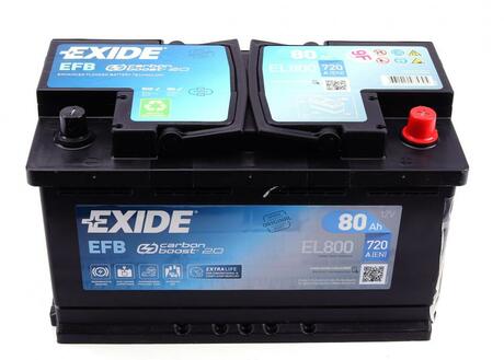 Аккумулятор 80Ah-12v EFB (315х175х190),R,EN720 EXIDE EL800 (фото 1)