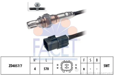Датчик кислорода (лямбда-зонд) Hyundai SantaFe (01-), Sonata (98-)/KIA Sorento (FACET 107510