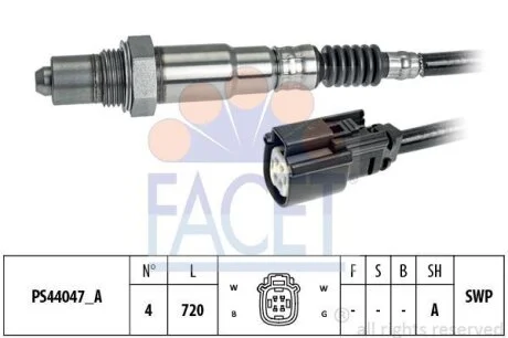 Датчик кисню (лямбда-зонд) нижній Ford Focus III (10-) 2.0 Gdi (10.8364) FACET 108364