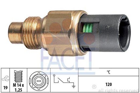 Датчик температури (покажчик/120°C) RENAULT 19 88-95/KANGOO 97-08 1.4i/TRAFIC 89-97 2.2 FACET 7.4048