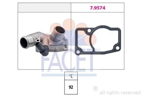 Термостат MB V (638/2)/Opel Astra G/Zafira A 20DI/DTI 16V/28i 97-11 (92C) с корпусом FACET 78347