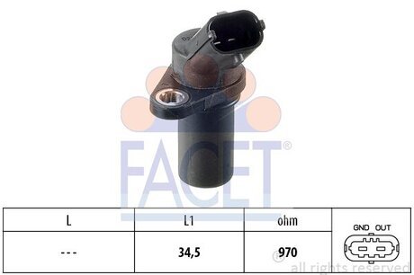 Датчик коленвалу Opel ASTRA G/H/H GTC, COMBO, CORSA B/C/D 1.0-1.4LPG 96- FACET 9.0235 (фото 1)