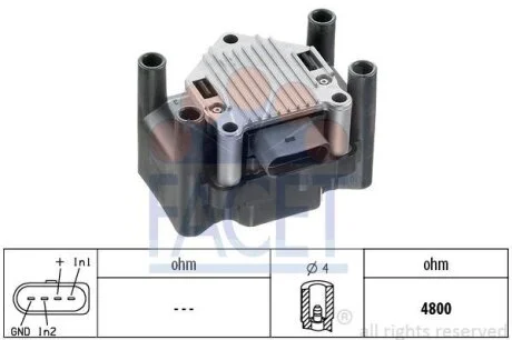 Катушка зажигания Audi A3 (-13), A4 (08-)/Skoda Fabia, Octavia (-15)/VW Golf, Bo FACET 98120