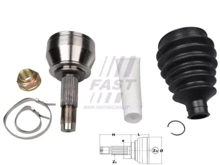 ШРУС FIAT Doblo 00> Зовніш 1.3 Jtd FAST FT25072K