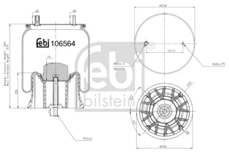 Пневмоподушка задн (діаметр: 240/258мм) SAF FEBI BILSTEIN 106564