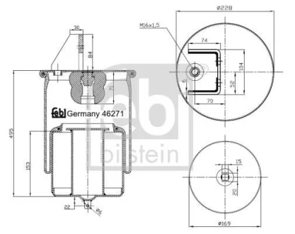 Пневмоподушка задн (діаметр: 169/228мм) VOLVO FH12, FH16, FM10, FM12, FM7 0893- FEBI BILSTEIN 46271